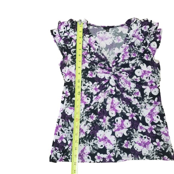 Womens Y2K Floral Ruffle‎ Babydoll  Blouse Petite Top Size L Fairy Romantic - Picture 7 of 8